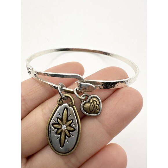 Brighton "Joy To The World" Bangle Bracelet Silver Plated Jewelry Signed - Picture 1 of 5